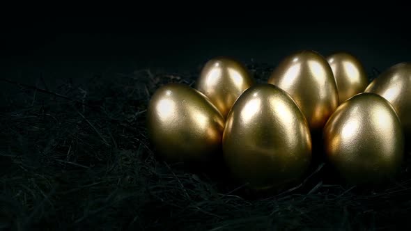 Fantasy Scene Of Golden Eggs In Cave