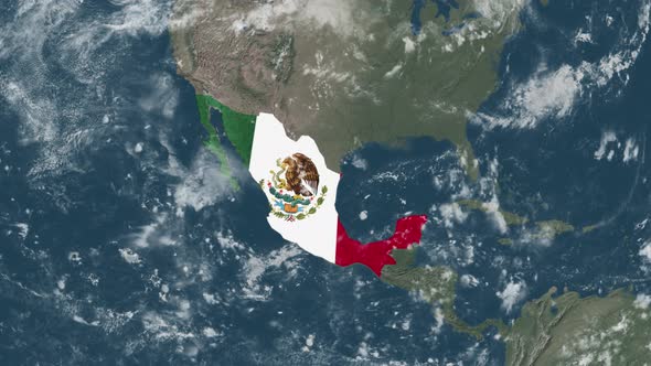 4K Globe Map of Mexico with a flag (Highlighted)