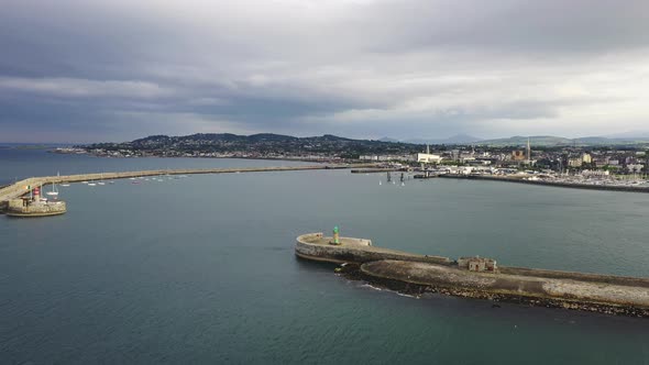 Aerial View of Sailing Boats, Ships and Yachts in Dun Laoghaire Marina Harbour, Ireland