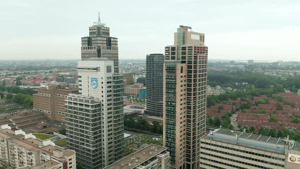 Aerial View Of The Headquarters Of Philips And Business Centre, Amstelplein, Holland - drone shot