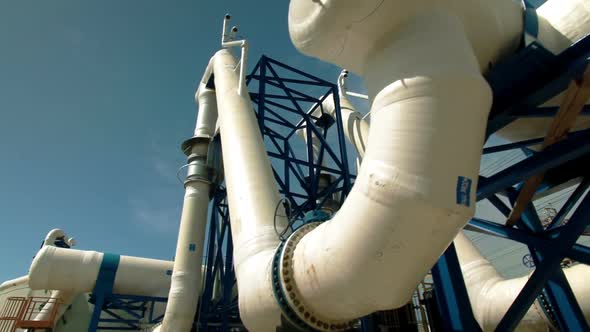 A Desalination Plants White Pipes In Israel.