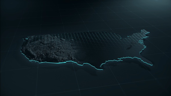 Glowing Textured Topographic USA Map