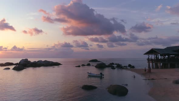 Flight Over Sea at Sunset