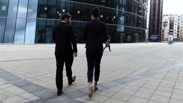 Colleagues Have Conversation Outdoor