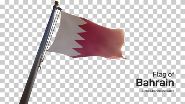 Bahrain Flag on a Flagpole with Alpha-Channel