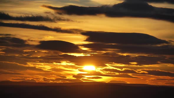 8K Sunset Through the Lined Layer Clouds