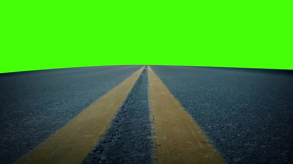 Moving Over The Road Isolated On Green Screen
