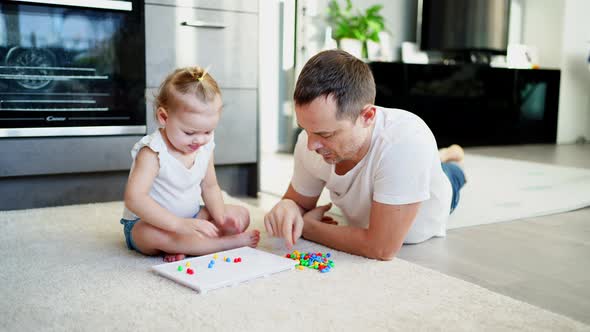 Cute Little Girl Playing with Mushroom Nail Mosaic