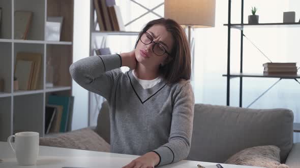 Work Tense Tired Woman Warming Exercises Casual