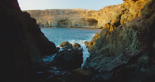 The Caves of Town Ajuy West Ocean Coast of the Island of Fuerteventura Canary Islands