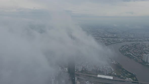 Aerial View of Ho Chi Minh City. Building Vinhomes Park Central Landmark 81 Clouds