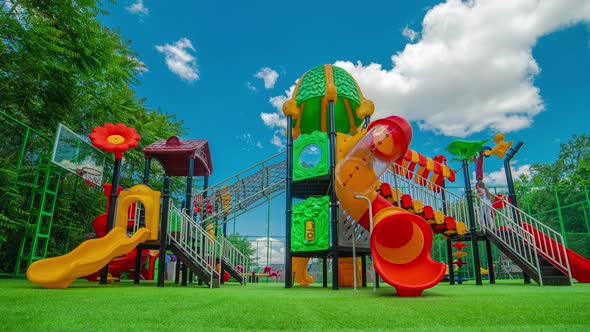 Colorful Playground on Yard in the Park Area