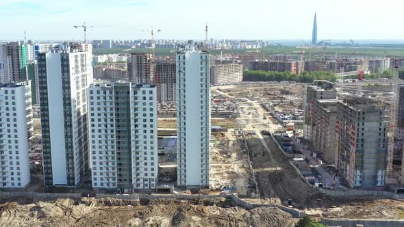 New and Unfinished Houses at Construction Site