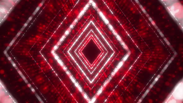 Abstract Tunnel Background Animation, Red Glitter Diamond Shape Tunnel Animation. Glitter Particle