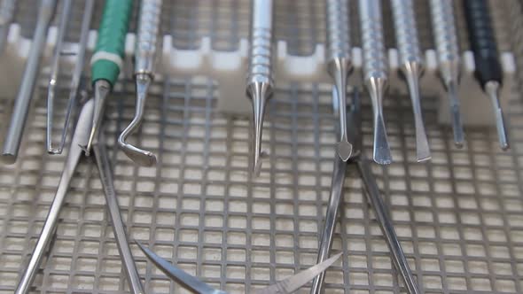 the Dentist's Tool Kit Is in a Special Box. Panorama of the Dentist's Tools