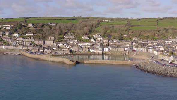 Mousehole Harbour a Picturesque Village in Cornwall UK from the Air