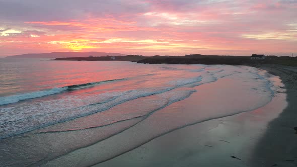 Aerial View of Maghery Beach with Aran Island in the Background - County Donegal, Ireland