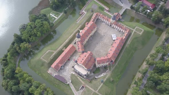 Beautiful Nesvizh Castle From a Bird's Eye, Which Is Located in the Old Town of Nesvizh, Belarus