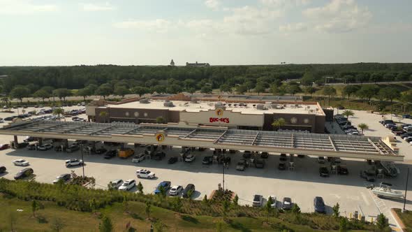 Aerial Pull Out Reveal Buc Ees Gas Station 4k