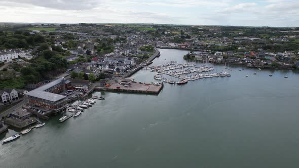 Kinsale town county Cork Ireland high drone aerial view