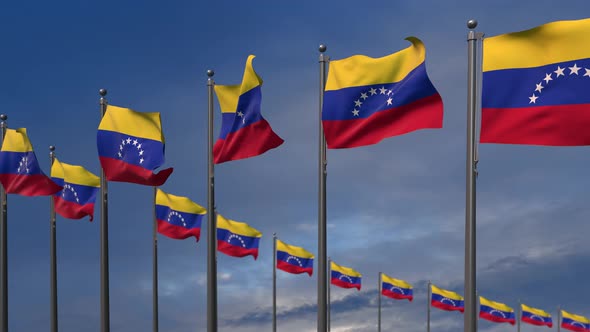 The Venezuela Flags Waving In The Wind  4K