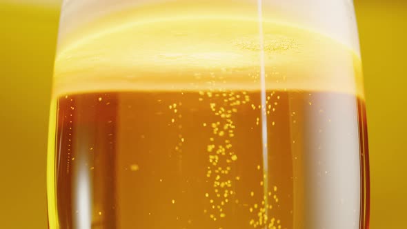 Foamy Beer in Glass Closeup