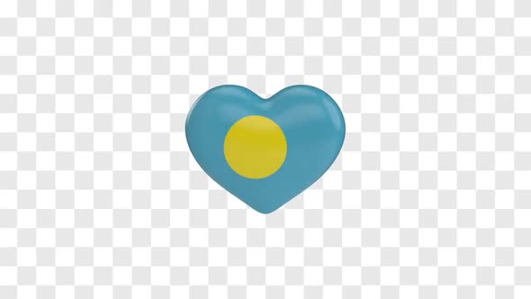 Palau Flag on a Rotating 3D Heart