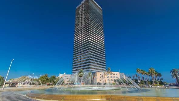 Skyscraper Timelapse Hyperlapse in the Olympic Port, the Maritime Neighborhood of the Old City of