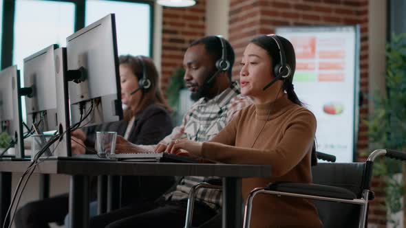 Young Woman Working at Customer Assistance Service