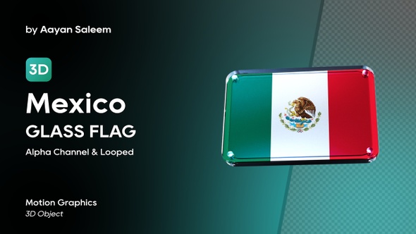 Mexico Flag 3D Glass Badge