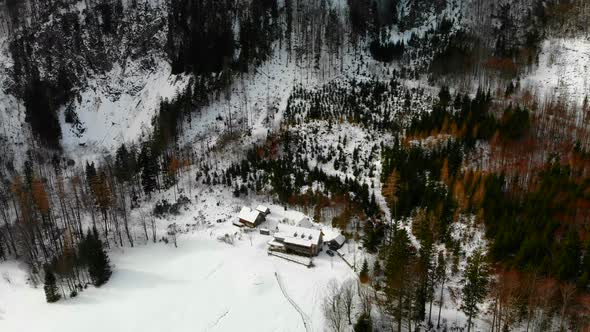 Beautiful Winter Landscape in the Mountains with frozen Lake