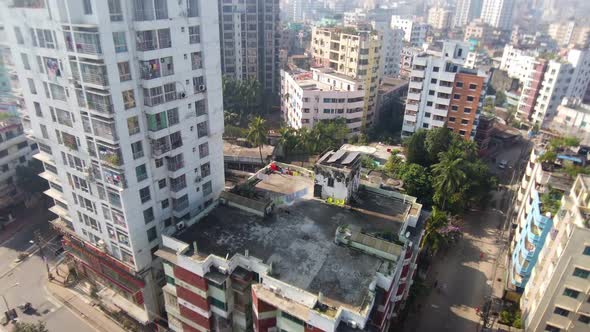 High Angle View of Dhaka City Residential and Financial Buildings at Sunny Day