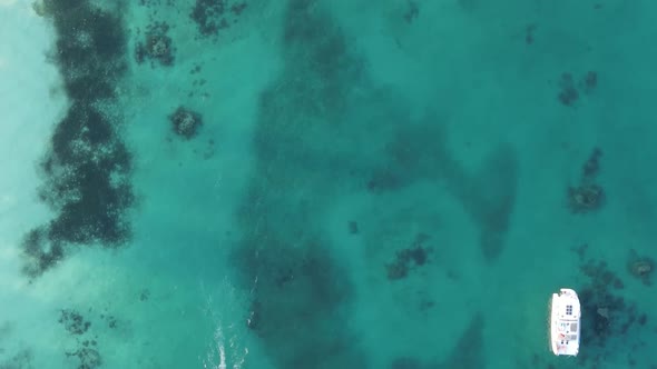 Vertical Video Boats in the Ocean Near the Coast of Zanzibar Tanzania Aerial View