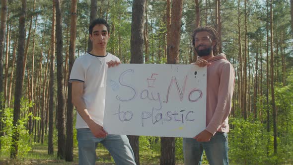Diverse Men Chanting Slogans About Planet Ecology
