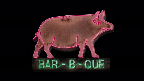 Isolated Loopable Neon BBQ Sign