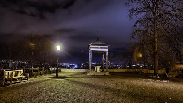 Time lapse of a night park in Brno. Czech Republic
