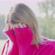 Tired Sad or Depressed Young Beautiful Blonde Woman Burries Her Face in Her Hands Being Frightened - VideoHive Item for Sale