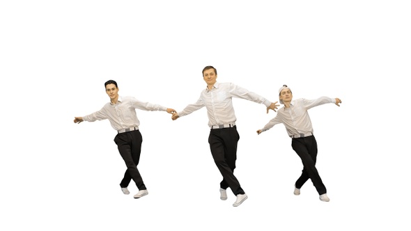 Happy Successful Office Workers Dancing on White Background