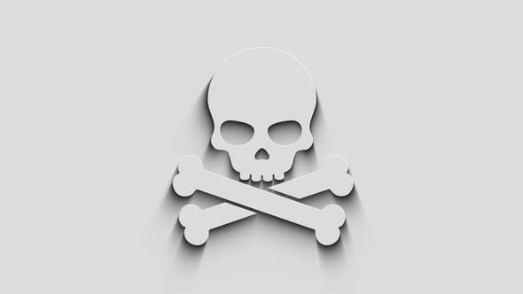 Skull pirate and online cyberattack symbol 3d with shadow