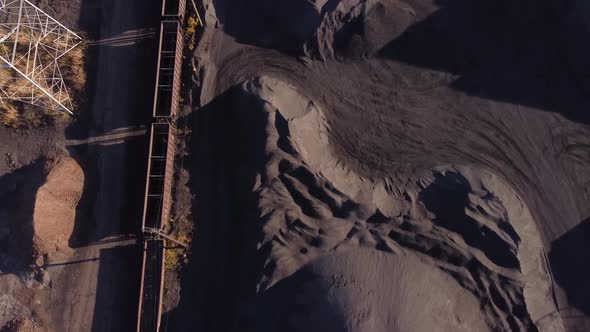 Piles Of Coal In A Coke Storage Zug Island, Detroit, Michigan - aerial drone