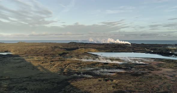 Aerial View of Gunnuhver Hot Springs in Iceland