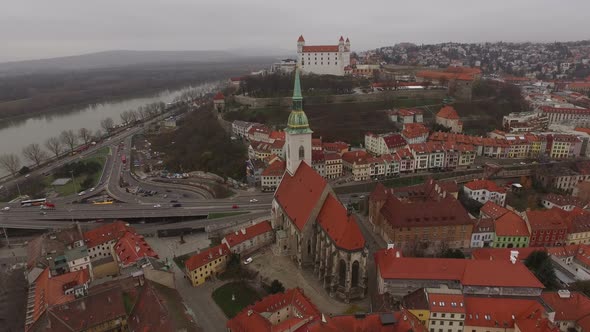 Aerial view of Bratislava Old Town