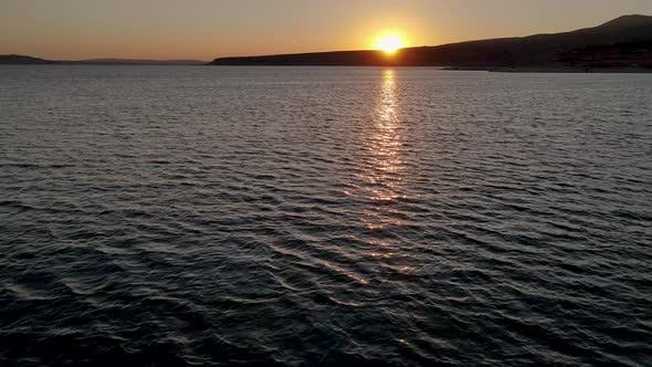 Sunset and Boat on the Sea