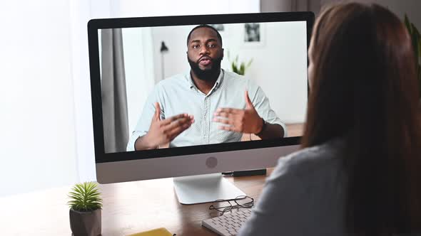 Diverse Coworkers Is Talking Online Via Video Call