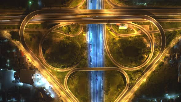 4K : Aerial drone hyperlapse video of elevated toll road junction