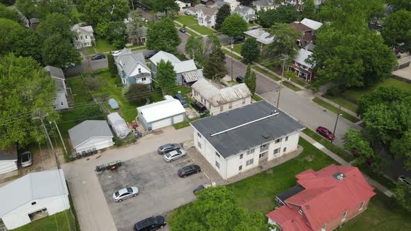 Panoramic view of older diverse residential neighborhood. Lots of lush tress shading the homes.