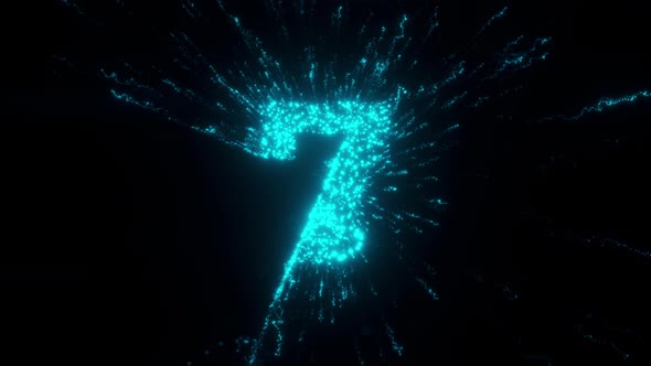 7 Number With Futuristic Particles Hd