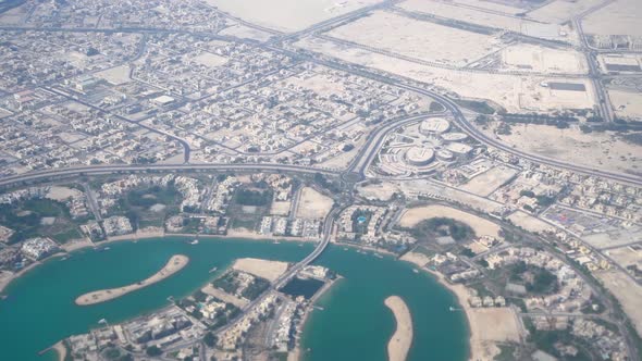 Aerial View of Doha Outskirts From the Airplane Qatar