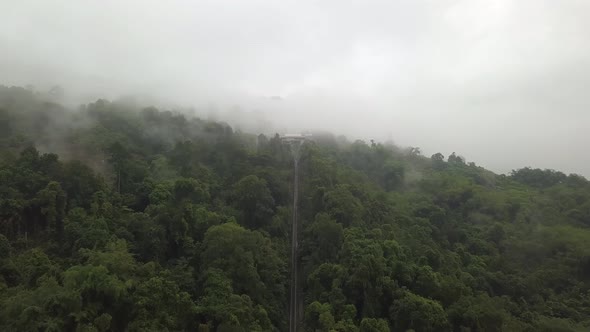 Aerial view railway of funicular car Penang Hill