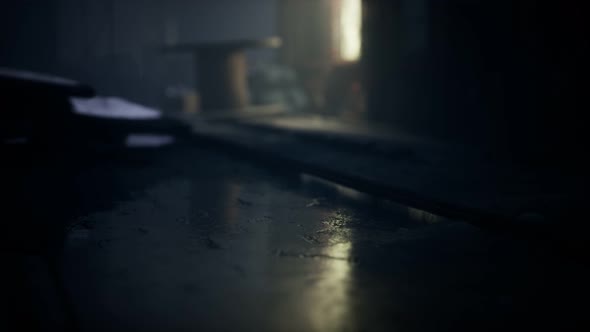 Frightening Abandoned Factory at Night alt